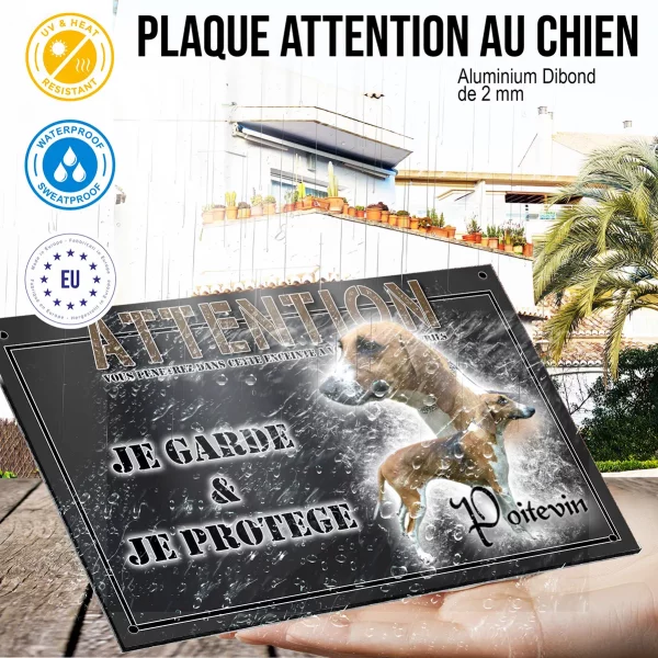Panneau chien de garde Deux chiens Poitevin en gros plan
