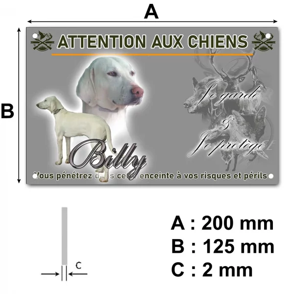 Panneau Weimaraner blanc avec texte stylisé