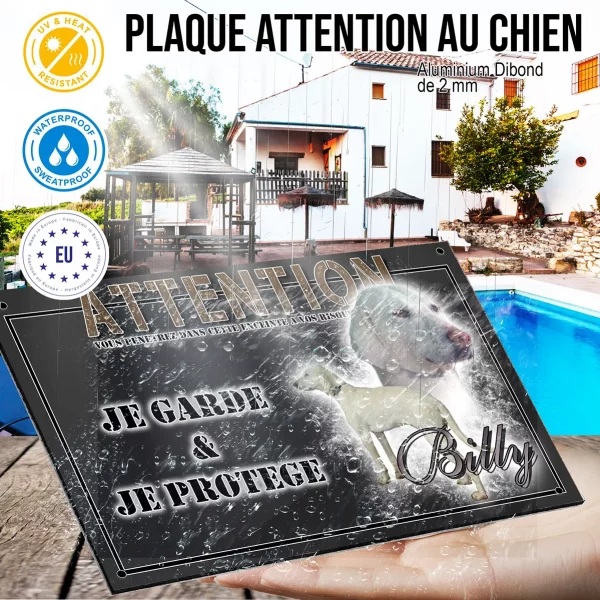 Panneau chien de garde Weimaraner blanc avec texte stylisé
