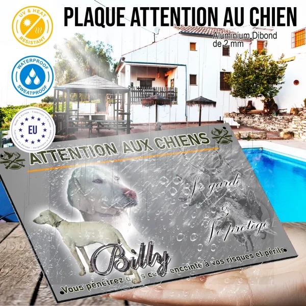 Panneau Weimaraner blanc avec texte stylisé
