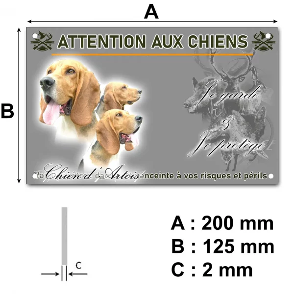 Panneau Chien d'Artois avec plusieurs têtes en arrière plan