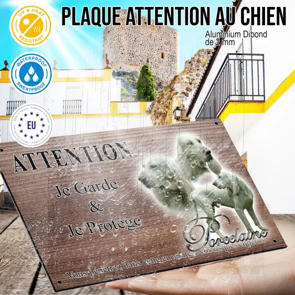 Panneau attention au chien Chiens de race Porcelaine avec diverses poses et expressions