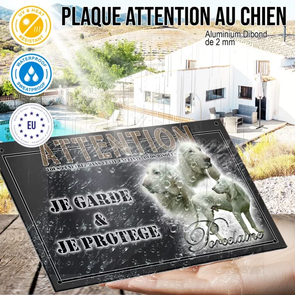 Panneau chien de garde Chiens de race Porcelaine avec diverses poses et expressions