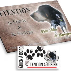 Plaque attention au chien Illustration de Petit Bleu de Gascogne
