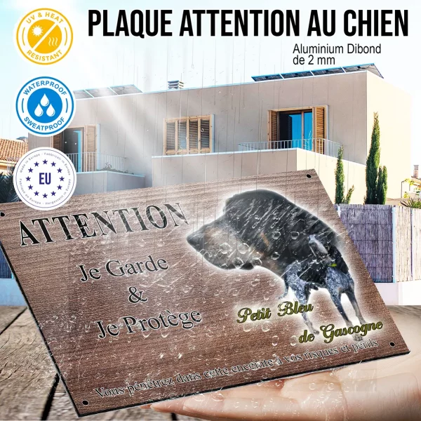 Panneau attention au chien Illustration de Petit Bleu de Gascogne