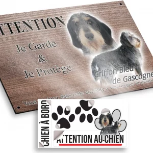Plaque attention au chien Griffon Bleu de Gascogne