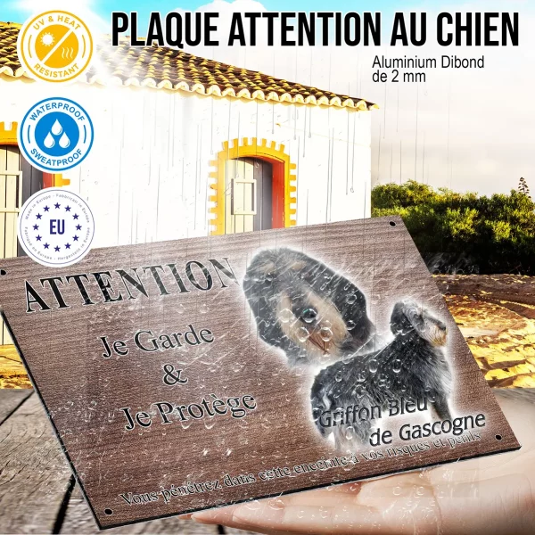 Panneau attention au chien Griffon Bleu de Gascogne