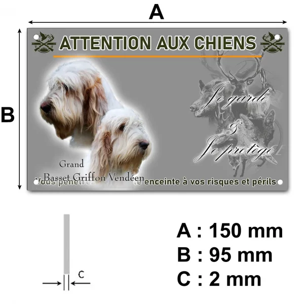 Plaque Deux chiens Grand Basset Griffon Vendéen en profil