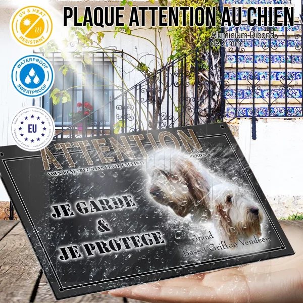 Panneau chien de garde Deux chiens Grand Basset Griffon Vendéen en profil