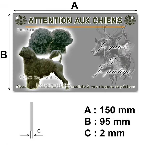 Plaque Cão de Água Português avec deux chiens en arrière plan