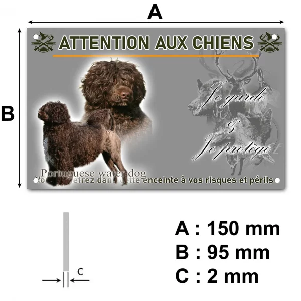 Plaque Deux chiens d'eau portugais sur fond transparent.