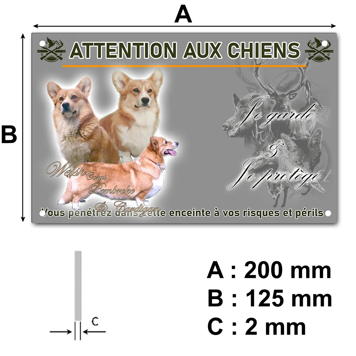 Panneau Trois Welsh Corgis Pembroke et Cardigan