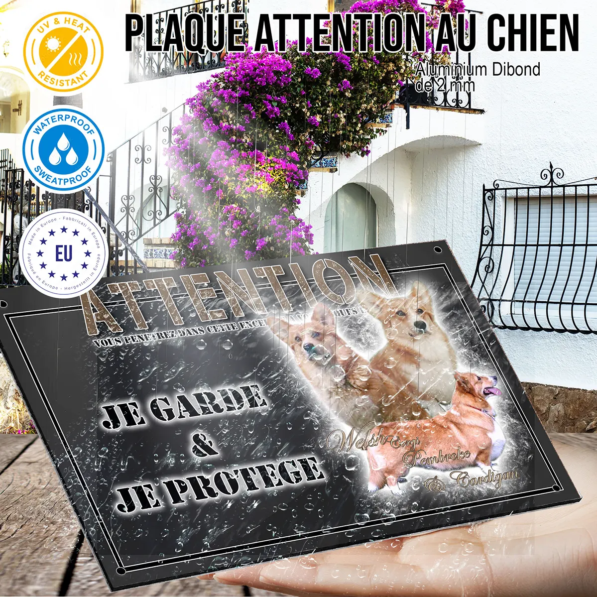 Panneau chien de garde Trois Welsh Corgis Pembroke et Cardigan