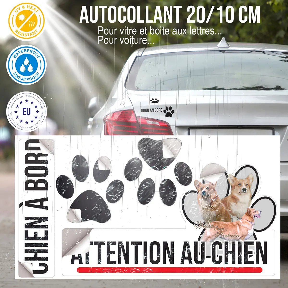 Plaque chien de garde Trois Welsh Corgis Pembroke et Cardigan