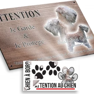 Plaque attention au chien Irish Soft Coated Wheaten Terrier en différentes poses
