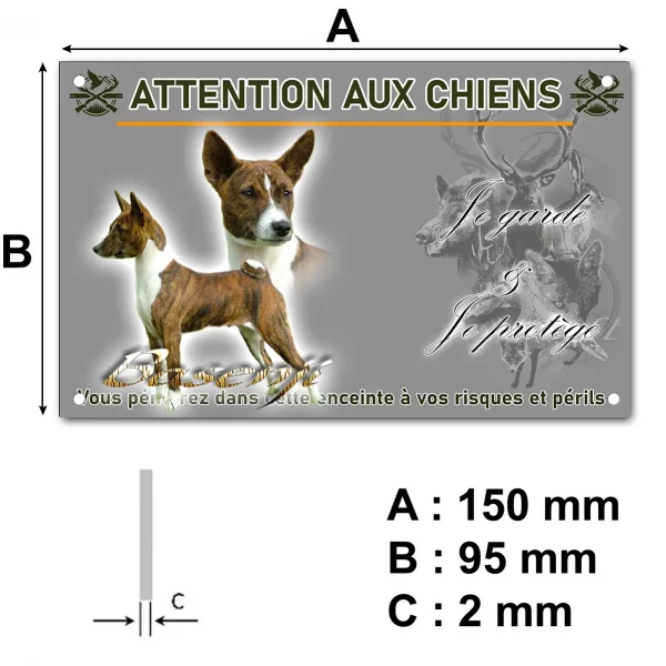 Plaque Deux chiens Basenji en profil et en tête