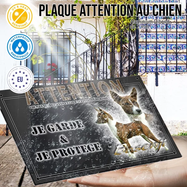 Panneau chien de garde Deux chiens Basenji en profil et en tête