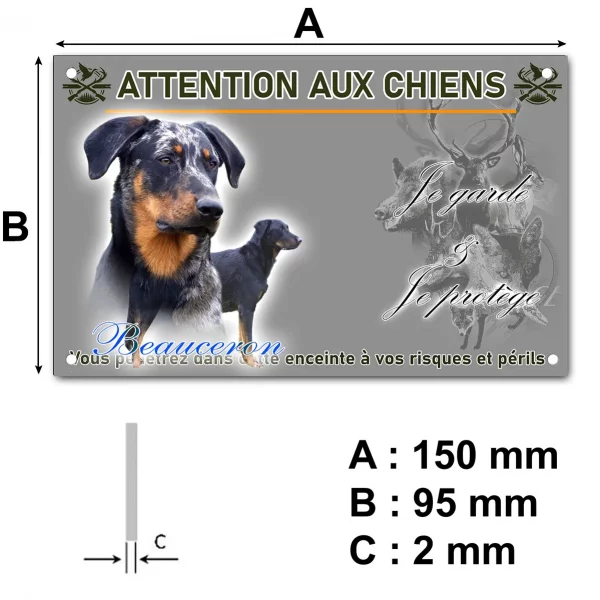 Plaque Portrait d'un Beauceron avec un chien en profil