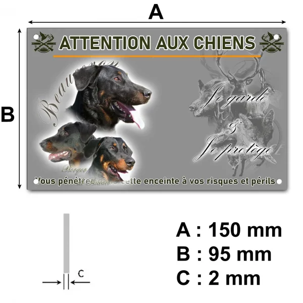 Plaque Trois têtes de chiens Berger de Beauce sur fond clair