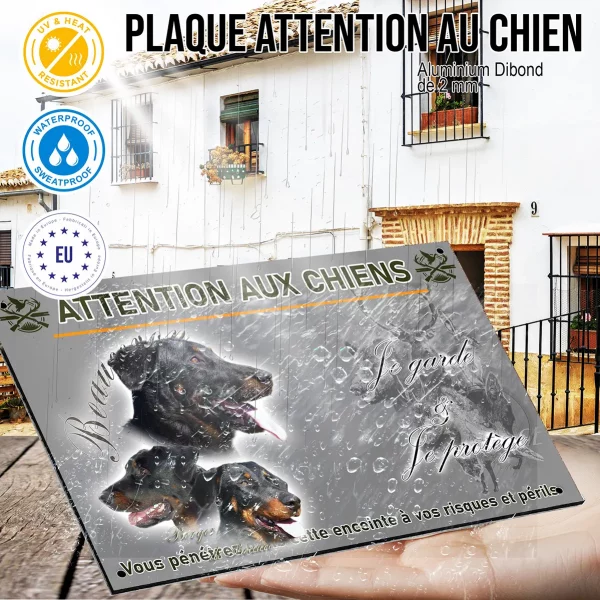 Panneau Trois têtes de chiens Berger de Beauce sur fond clair
