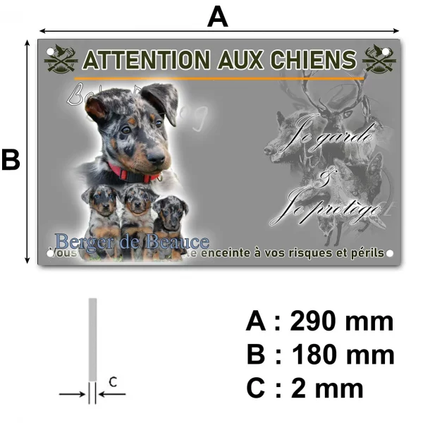 Pancarte Chiens Berger de Beauce avec un fond vert