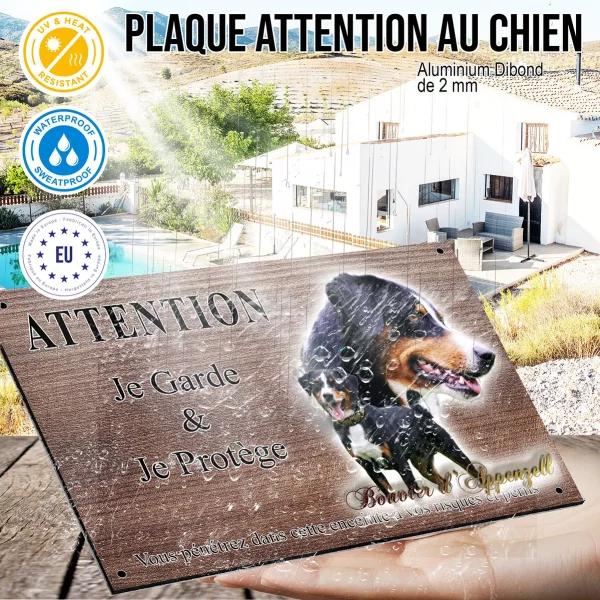 Panneau attention au chien Deux chiens Bouvier d'Appenzell
