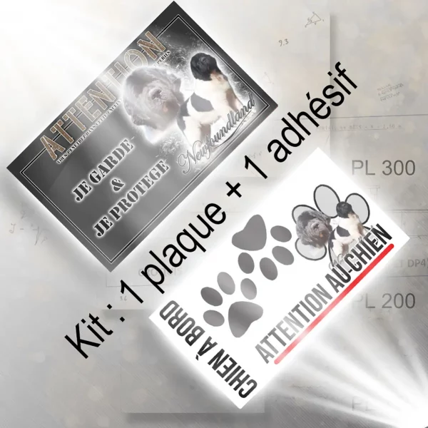 Plaque chien de chasse Chien de race Newfoundland avec un pelage noir et blanc