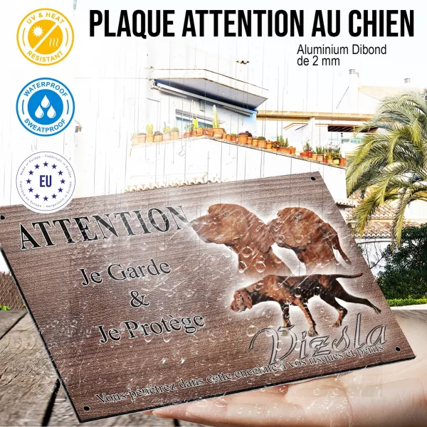 Panneau attention au chien Trois chiens Vizsla