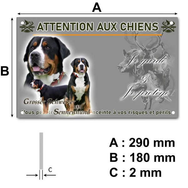 Pancarte Collage de Grosser Schweizer Sennenhund sur fond vert