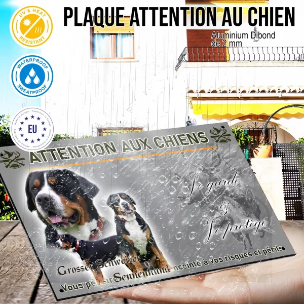 Panneau Collage de Grosser Schweizer Sennenhund sur fond vert
