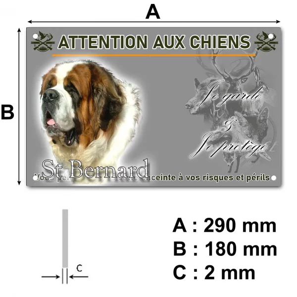 Pancarte Chiens de race Bouvier de Saint Bernard en gros plan