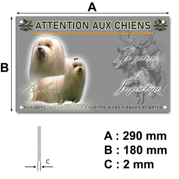 Pancarte Deux Bichons Maltais aux longs poils blancs