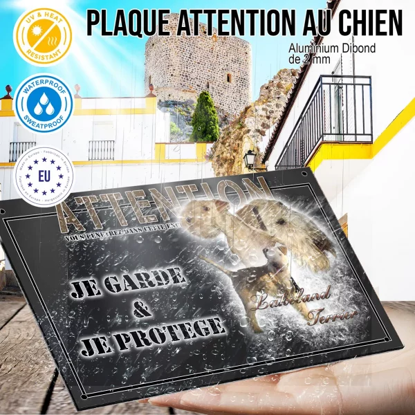 Panneau chien de garde Trois Lakeland Terriers sur fond noir