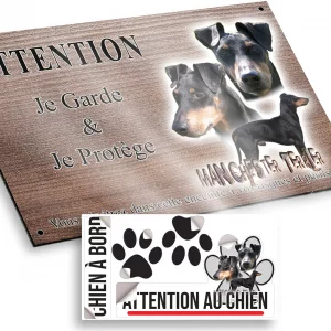 Plaque attention au chien Portraits et silhouettes de Manchester Terrier