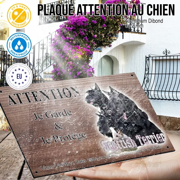 Panneau attention au chien Illustration de Scottish Terriers avec texte