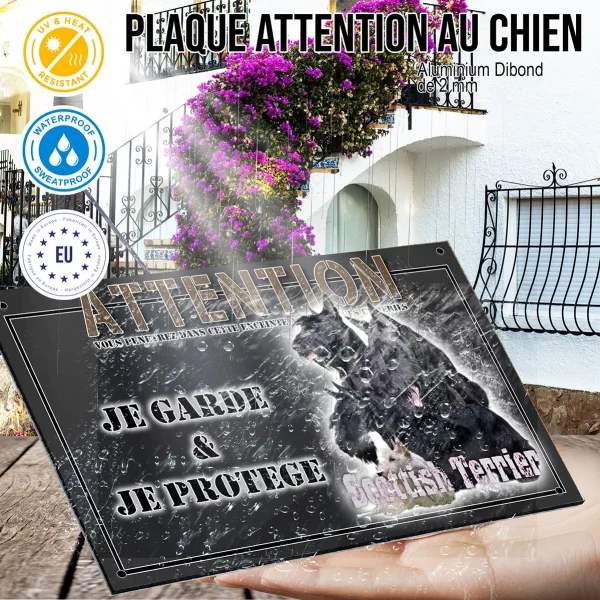 Panneau chien de garde Illustration de Scottish Terriers avec texte