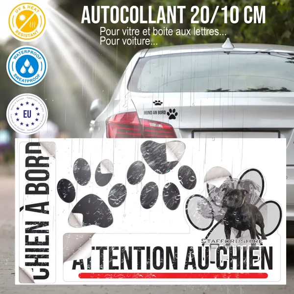 Plaque chien de garde Staffordshire Bull Terrier avec fond stylisé