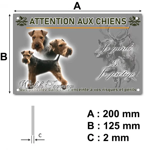 Panneau Welsh Terrier avec poses variées en tête et entier.