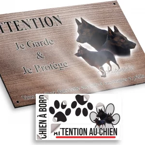 Plaque attention au chien Schipperke avec plusieurs angles de tête et entier