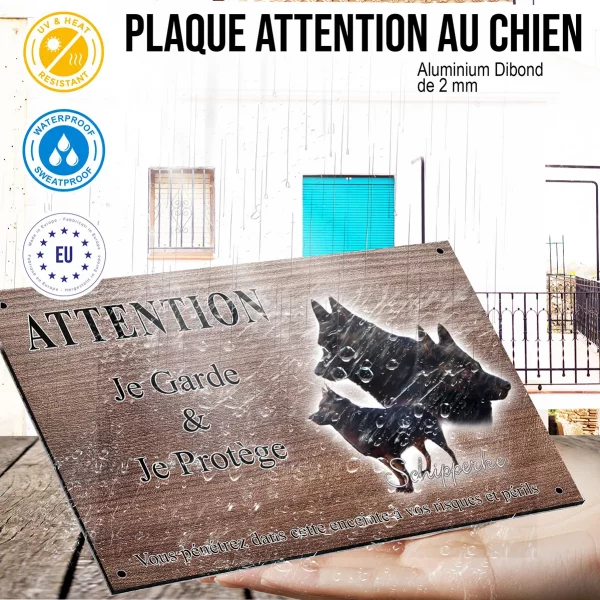 Panneau attention au chien Schipperke avec plusieurs angles de tête et entier