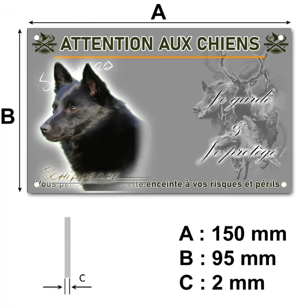 Plaque Profil d'un Schipperke noir sur fond flou