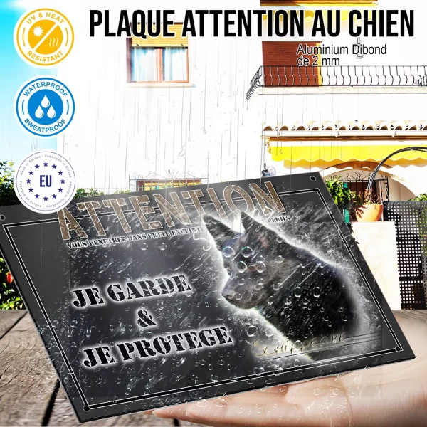 Panneau chien de garde Profil d'un Schipperke noir sur fond flou