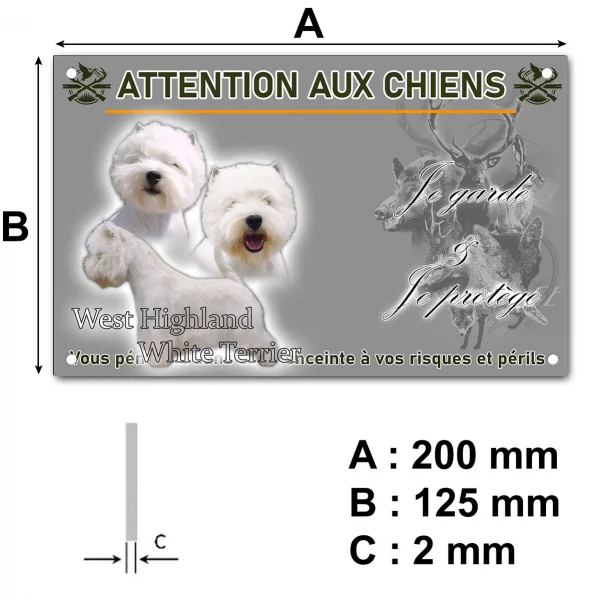 Panneau Trois vues d'un West Highland White Terrier sur fond noir