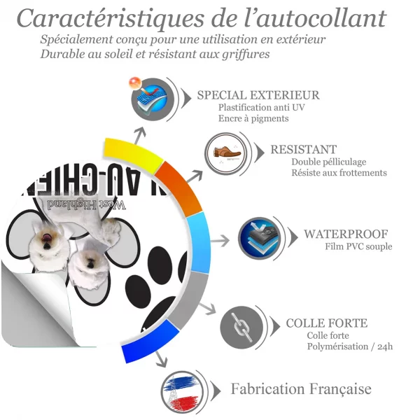Chien a bord Trois vues d'un West Highland White Terrier sur fond noir