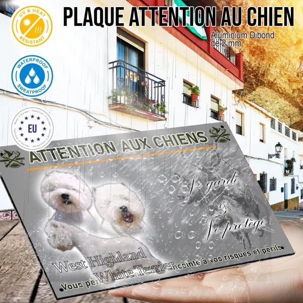 Panneau Trois vues d'un West Highland White Terrier sur fond noir