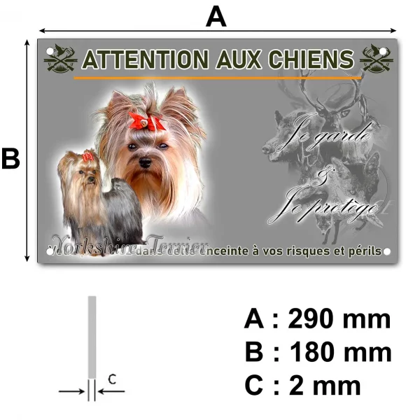 Pancarte Deux Yorkshire Terriers avec des accessoires mignons