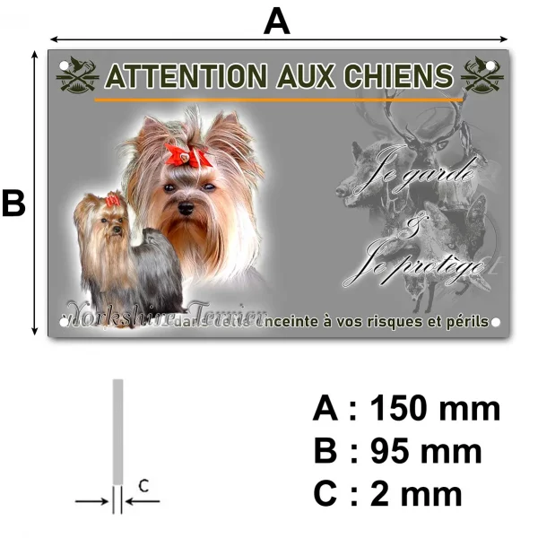 Plaque Deux Yorkshire Terriers avec des accessoires mignons
