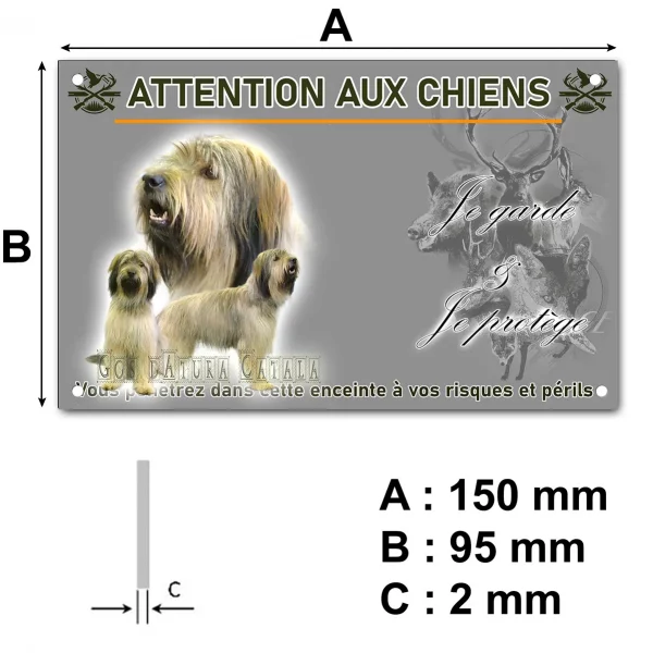 Plaque Trois chiens Gos d'Atura Català sur fond clair