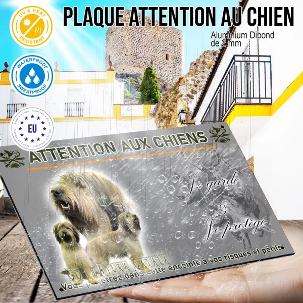 Panneau Trois chiens Gos d'Atura Català sur fond clair