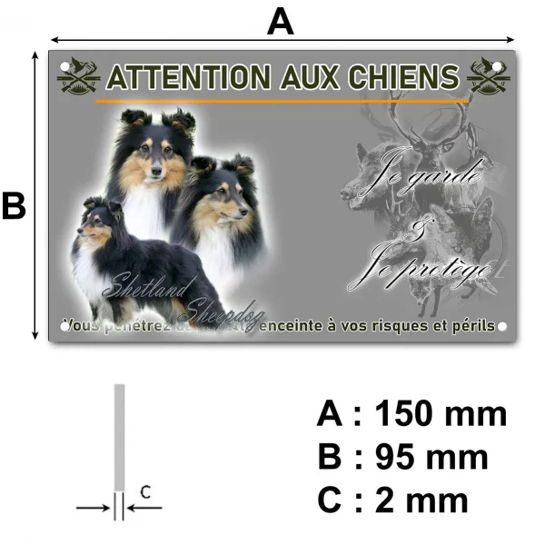 Plaque Trois Shetland Sheepdogs sur fond dégradé